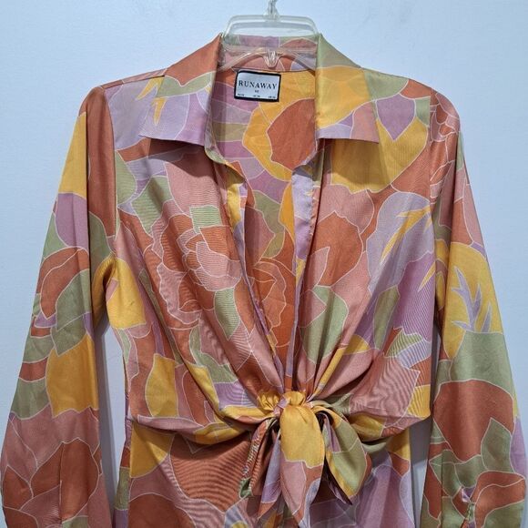 Runaway Ruby Mindy Mini Dress Sage Lightweight Woven Satin XS Fun Multi-color - Picture 9 of 17